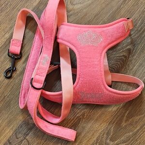 Pink Juicy Couture Dog Harness with Leash